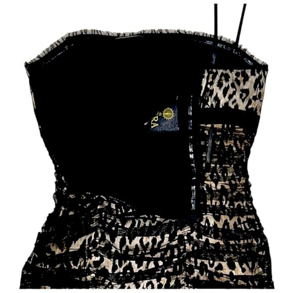 Di Hera Silk Elegant Leopard Print Spaghetti Strap Ruched Bodycon Mini Dress 2 - Picture 9 of 10